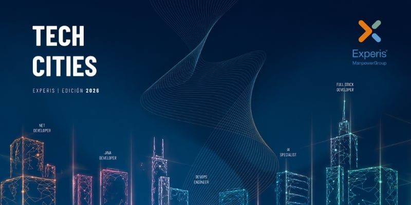 El sector tecnológico español ralentiza su proyección de empleo hasta el 14%, pero la demanda de ingenieros de datos crece más del 42%, según el informe Tech Cities 2026 de Experis